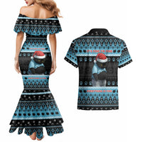 Cat Christmas Couples Matching Mermaid Dress and Hawaiian Shirt It’s Fine I’m Fine Everything Is Fine - Wonder Print Shop