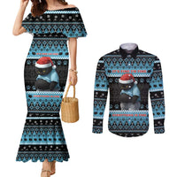 Cat Christmas Couples Matching Mermaid Dress and Long Sleeve Button Shirt It’s Fine I’m Fine Everything Is Fine - Wonder Print Shop