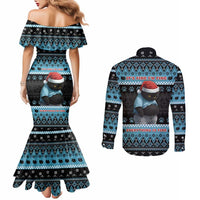 Cat Christmas Couples Matching Mermaid Dress and Long Sleeve Button Shirt It’s Fine I’m Fine Everything Is Fine - Wonder Print Shop