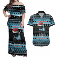 Cat Christmas Couples Matching Off Shoulder Maxi Dress and Hawaiian Shirt It’s Fine I’m Fine Everything Is Fine - Wonder Print Shop