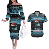 Cat Christmas Couples Matching Off The Shoulder Long Sleeve Dress and Hawaiian Shirt It’s Fine I’m Fine Everything Is Fine - Wonder Print Shop
