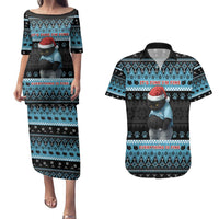 Cat Christmas Couples Matching Puletasi and Hawaiian Shirt It’s Fine I’m Fine Everything Is Fine - Wonder Print Shop