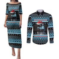 Cat Christmas Couples Matching Puletasi and Long Sleeve Button Shirt It’s Fine I’m Fine Everything Is Fine - Wonder Print Shop