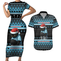 Cat Christmas Couples Matching Short Sleeve Bodycon Dress and Hawaiian Shirt It’s Fine I’m Fine Everything Is Fine - Wonder Print Shop