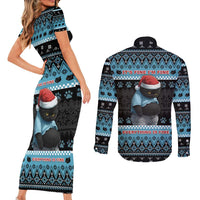 Cat Christmas Couples Matching Short Sleeve Bodycon Dress and Long Sleeve Button Shirt It’s Fine I’m Fine Everything Is Fine - Wonder Print Shop