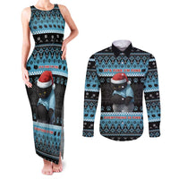 Cat Christmas Couples Matching Tank Maxi Dress and Long Sleeve Button Shirt It’s Fine I’m Fine Everything Is Fine - Wonder Print Shop