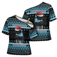 Cat Christmas Cross Shoulder Shirt It’s Fine I’m Fine Everything Is Fine - Wonder Print Shop