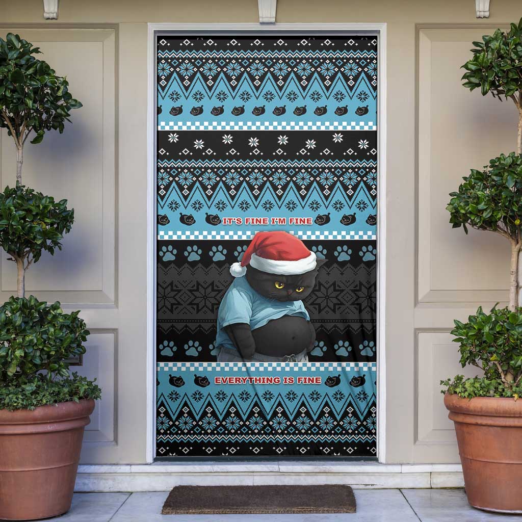 Cat Christmas Door Cover It’s Fine I’m Fine Everything Is Fine - Wonder Print Shop