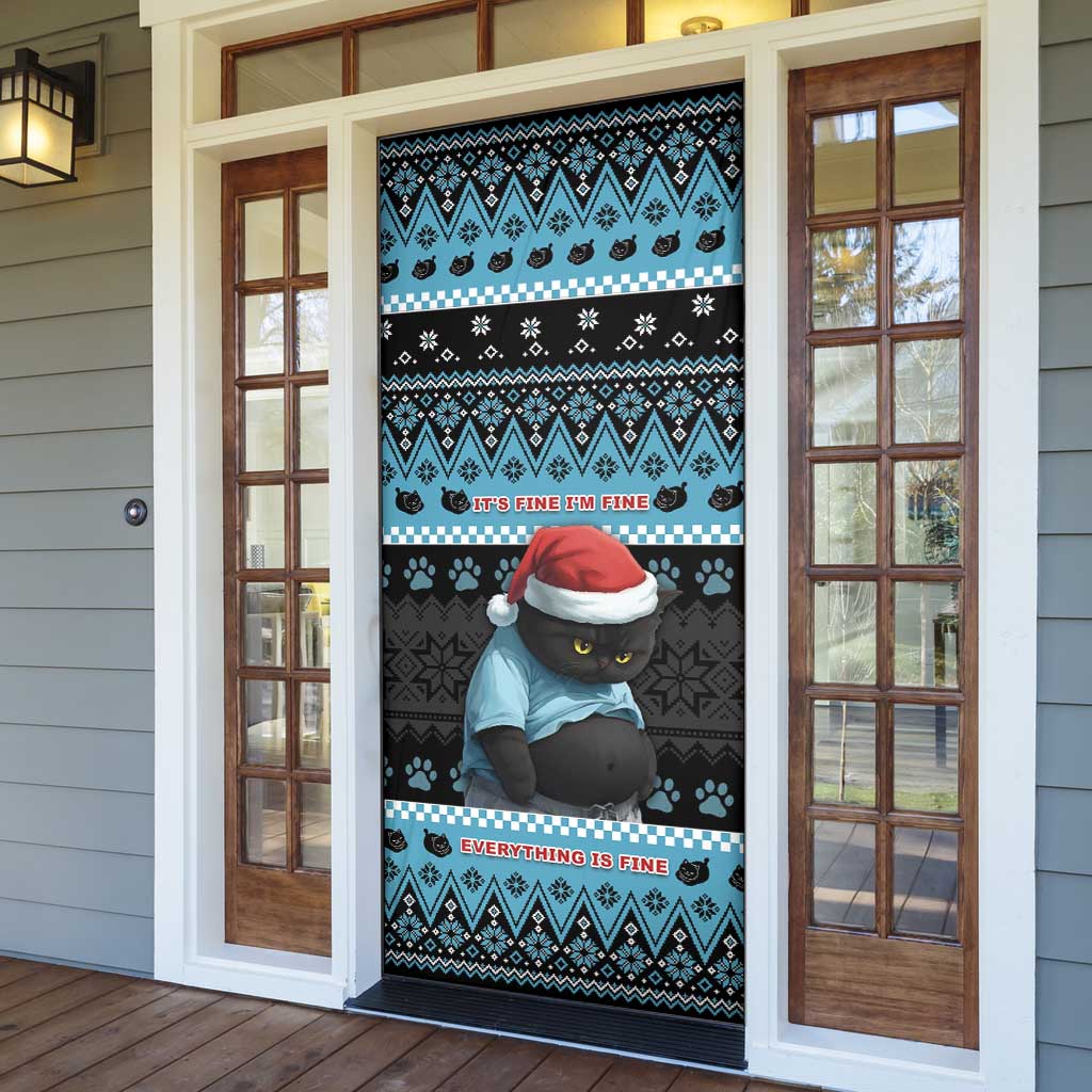 Cat Christmas Door Cover It’s Fine I’m Fine Everything Is Fine - Wonder Print Shop
