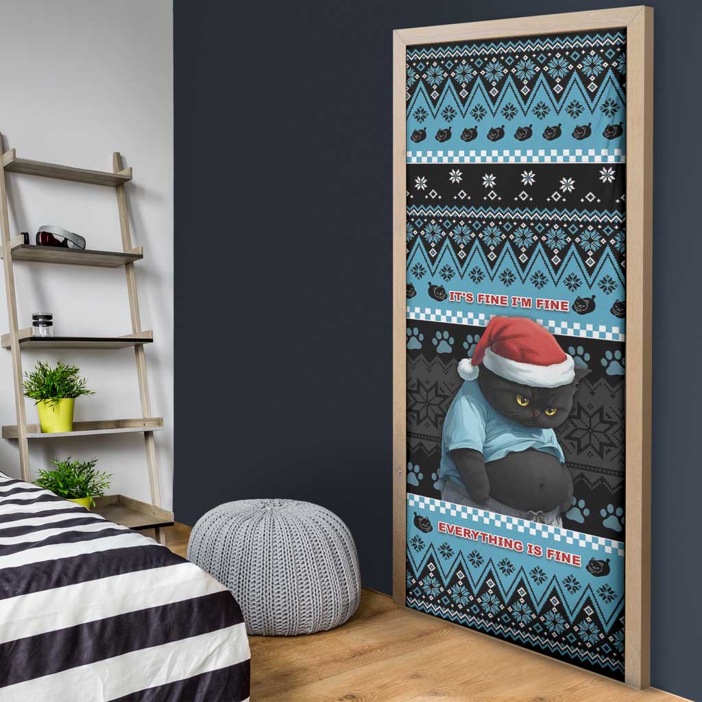 Cat Christmas Door Cover It’s Fine I’m Fine Everything Is Fine - Wonder Print Shop
