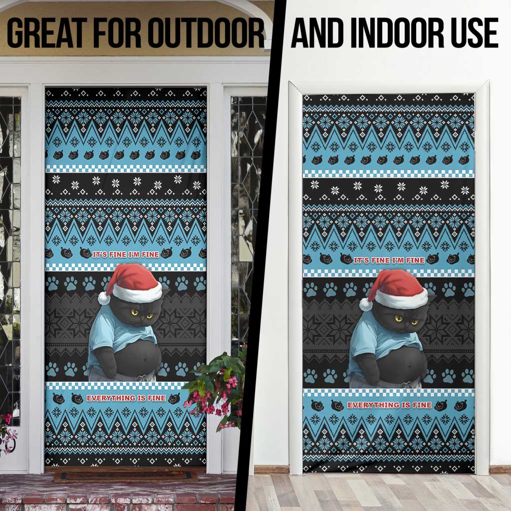 Cat Christmas Door Cover It’s Fine I’m Fine Everything Is Fine - Wonder Print Shop