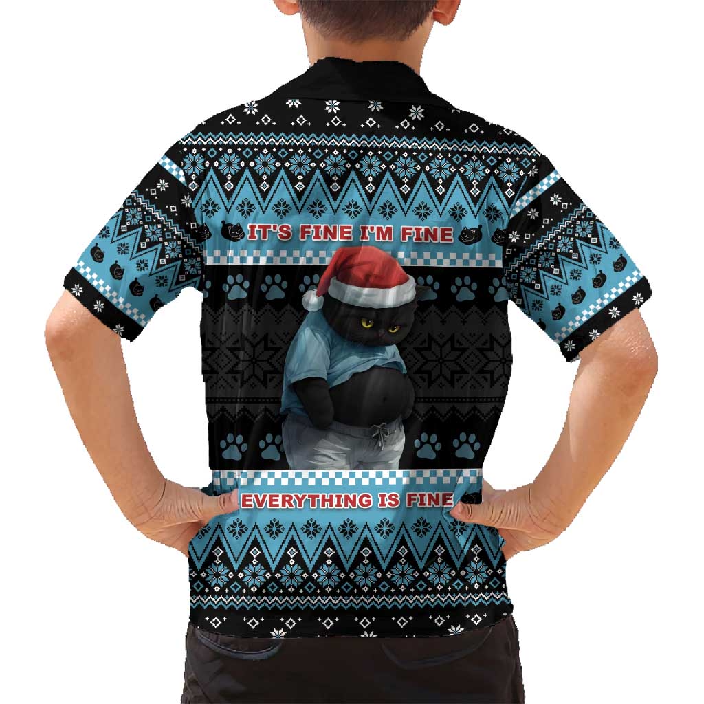 Cat Christmas Family Matching Long Sleeve Bodycon Dress and Hawaiian Shirt It’s Fine I’m Fine Everything Is Fine - Wonder Print Shop