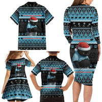 Cat Christmas Family Matching Long Sleeve Bodycon Dress and Hawaiian Shirt It’s Fine I’m Fine Everything Is Fine - Wonder Print Shop