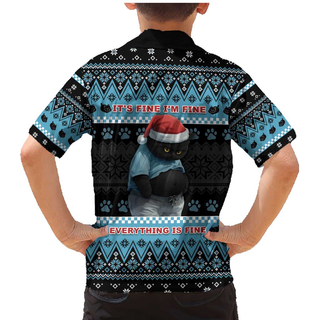 Cat Christmas Family Matching Mermaid Dress and Hawaiian Shirt It’s Fine I’m Fine Everything Is Fine - Wonder Print Shop