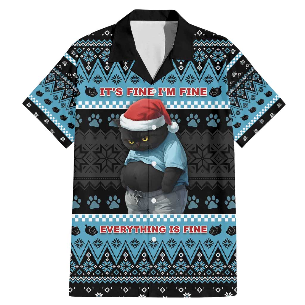 Cat Christmas Family Matching Mermaid Dress and Hawaiian Shirt It’s Fine I’m Fine Everything Is Fine - Wonder Print Shop