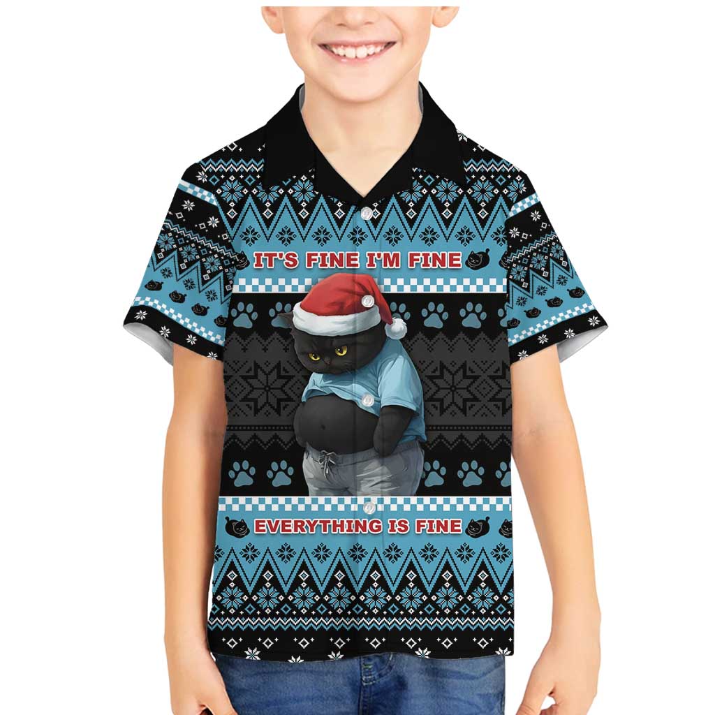 Cat Christmas Family Matching Mermaid Dress and Hawaiian Shirt It’s Fine I’m Fine Everything Is Fine - Wonder Print Shop