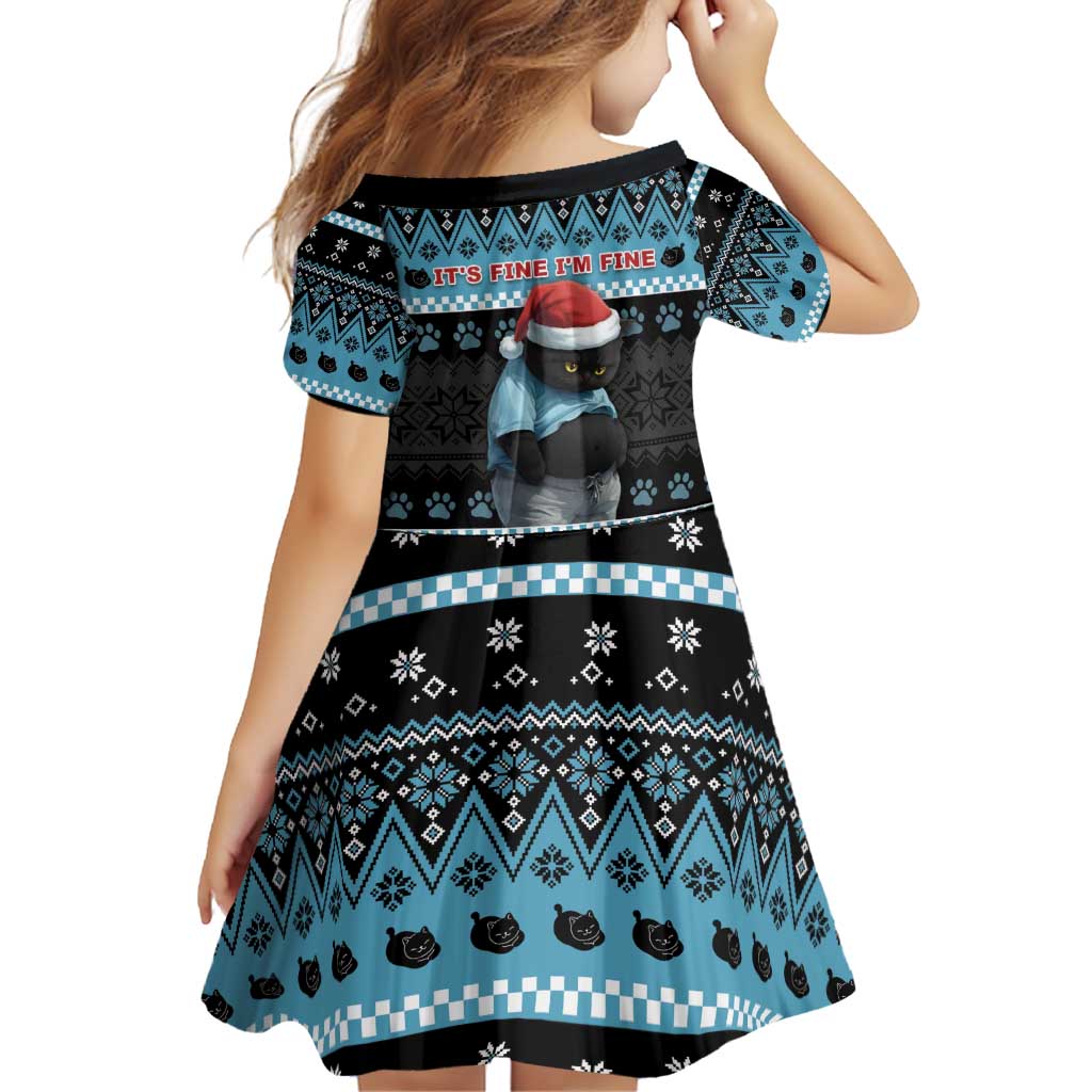 Cat Christmas Family Matching Off Shoulder Short Dress and Hawaiian Shirt It’s Fine I’m Fine Everything Is Fine - Wonder Print Shop