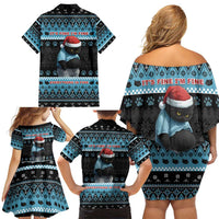 Cat Christmas Family Matching Off Shoulder Short Dress and Hawaiian Shirt It’s Fine I’m Fine Everything Is Fine - Wonder Print Shop