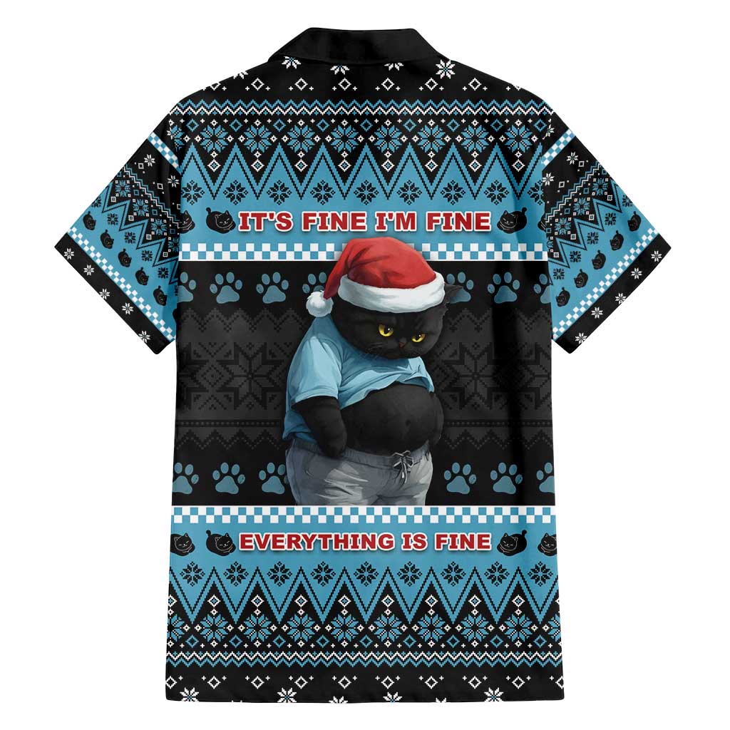 Cat Christmas Family Matching Off Shoulder Short Dress and Hawaiian Shirt It’s Fine I’m Fine Everything Is Fine - Wonder Print Shop