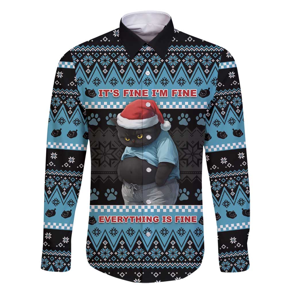 Cat Christmas Family Matching Puletasi and Hawaiian Shirt It’s Fine I’m Fine Everything Is Fine - Wonder Print Shop