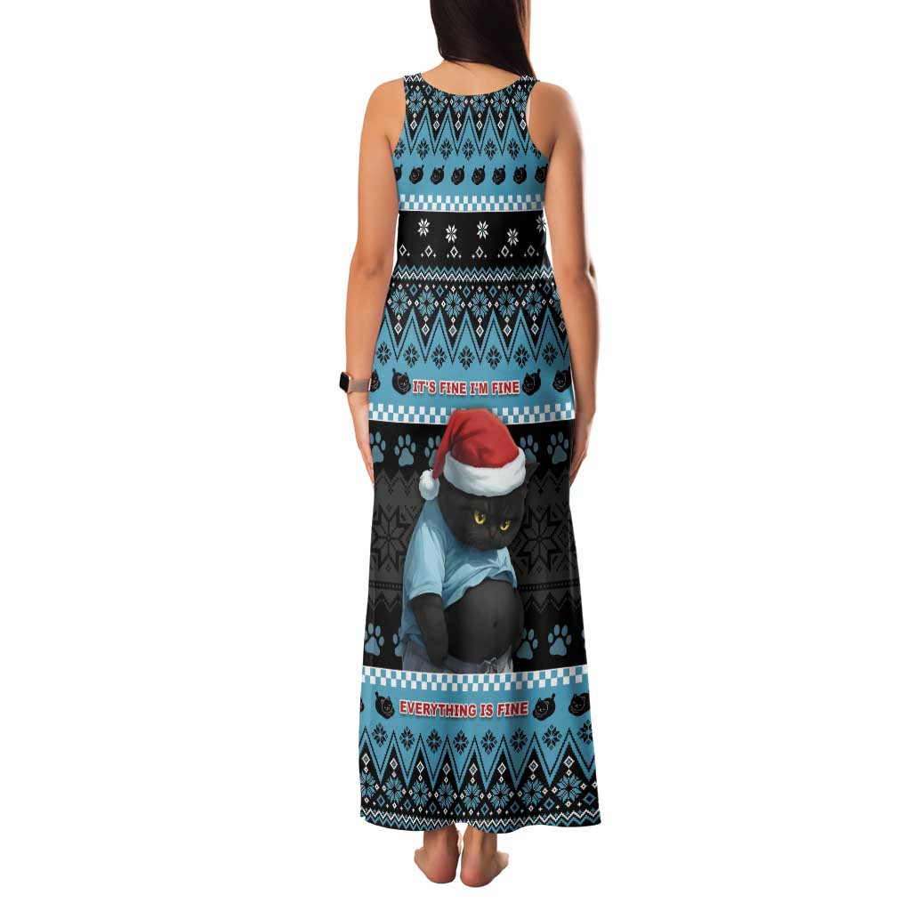 Cat Christmas Family Matching Tank Maxi Dress and Hawaiian Shirt It’s Fine I’m Fine Everything Is Fine - Wonder Print Shop