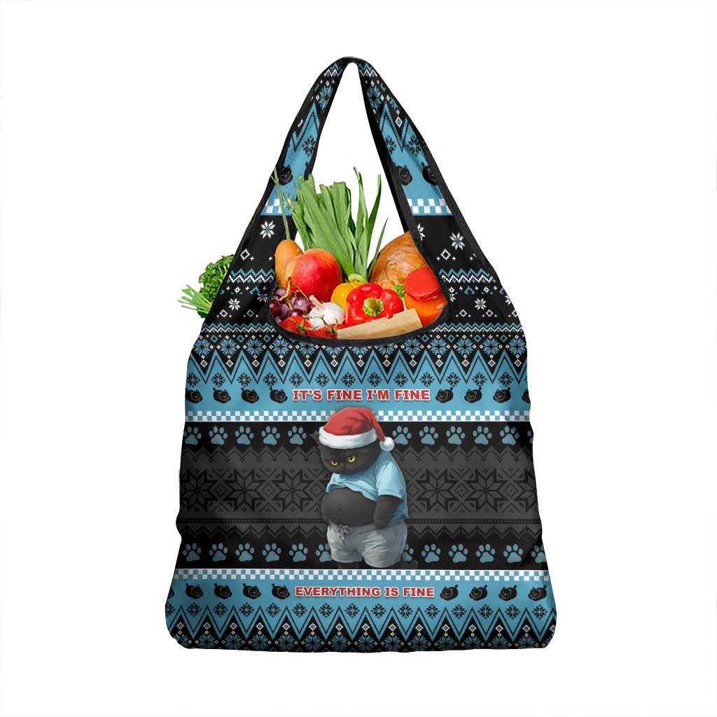 Cat Christmas Grocery Bag It’s Fine I’m Fine Everything Is Fine - Wonder Print Shop