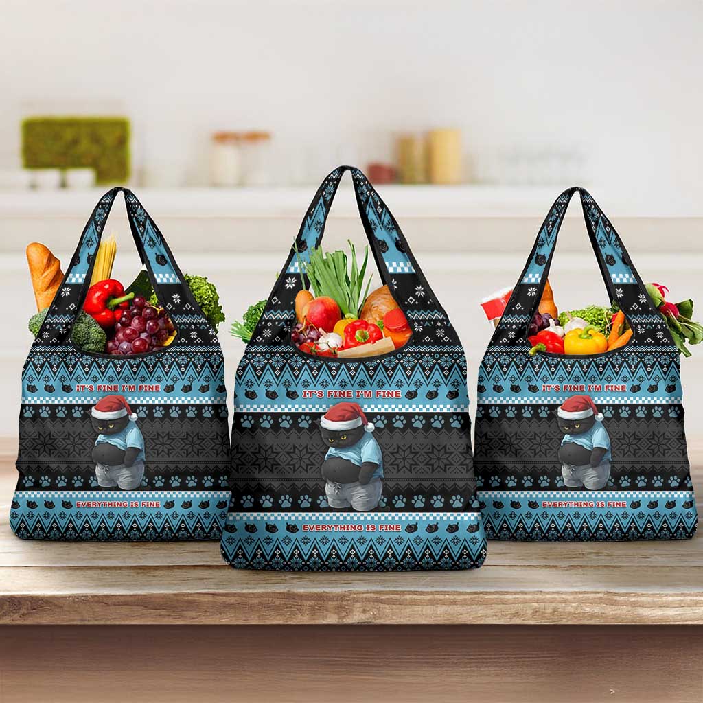Cat Christmas Grocery Bag It’s Fine I’m Fine Everything Is Fine - Wonder Print Shop