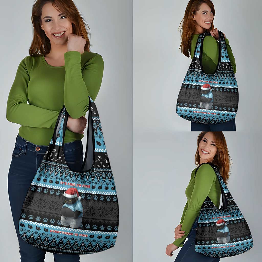 Cat Christmas Grocery Bag It’s Fine I’m Fine Everything Is Fine - Wonder Print Shop