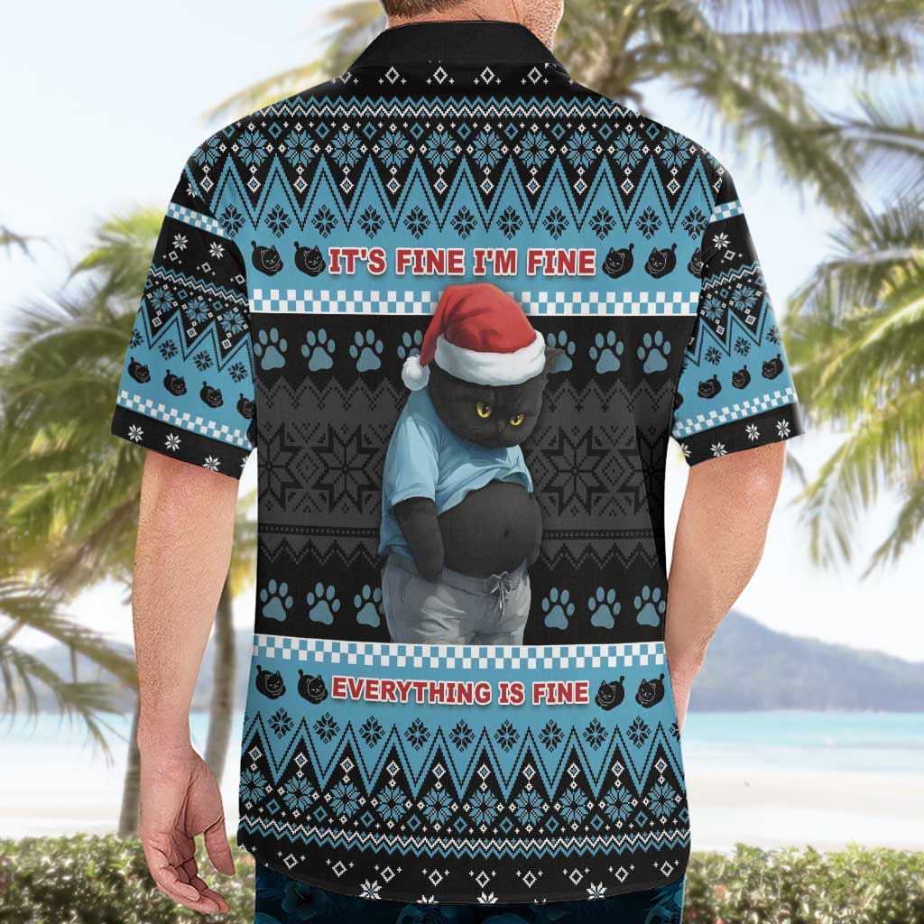 Cat Christmas Hawaiian Shirt It’s Fine I’m Fine Everything Is Fine - Wonder Print Shop