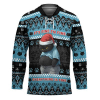 Cat Christmas Hockey Jersey It’s Fine I’m Fine Everything Is Fine - Wonder Print Shop