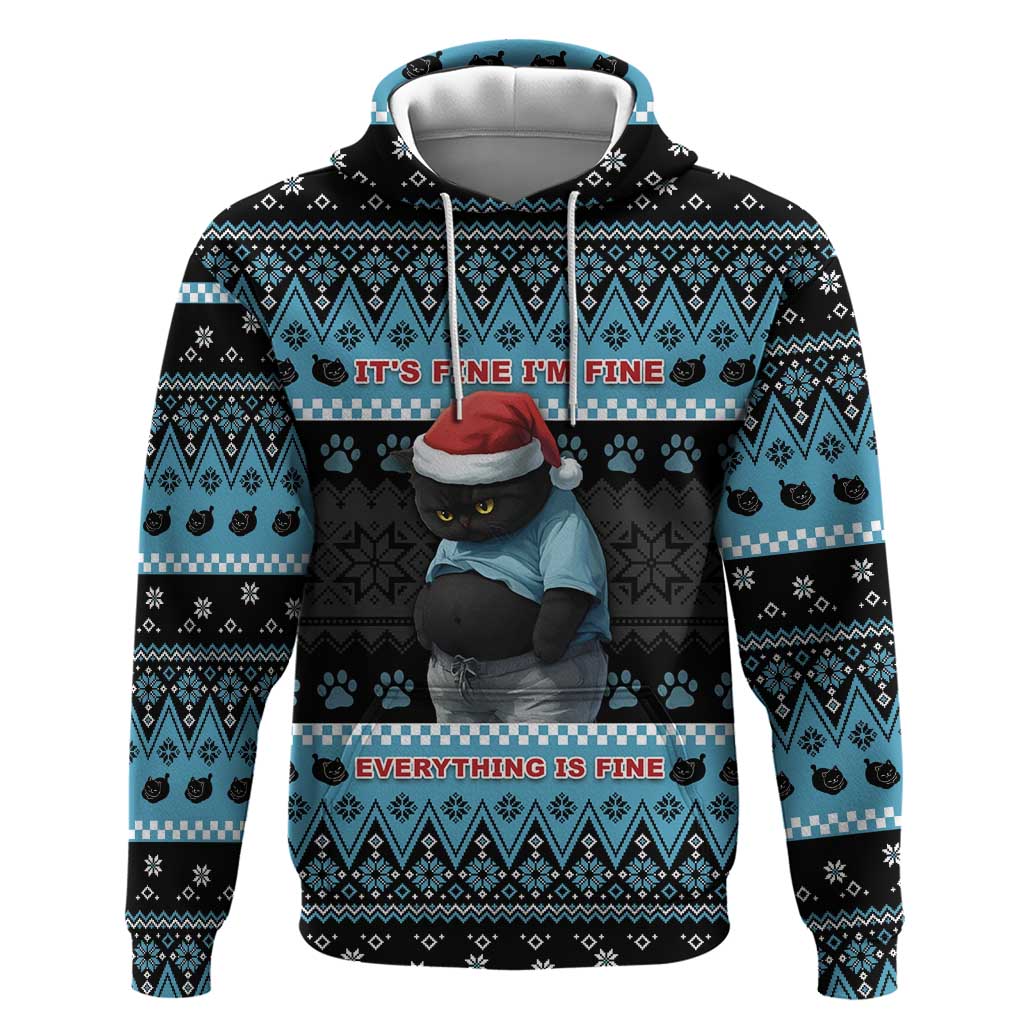 Cat Christmas Hoodie It’s Fine I’m Fine Everything Is Fine - Wonder Print Shop