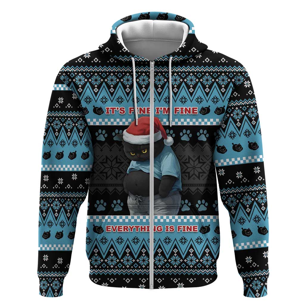 Cat Christmas Hoodie It’s Fine I’m Fine Everything Is Fine - Wonder Print Shop