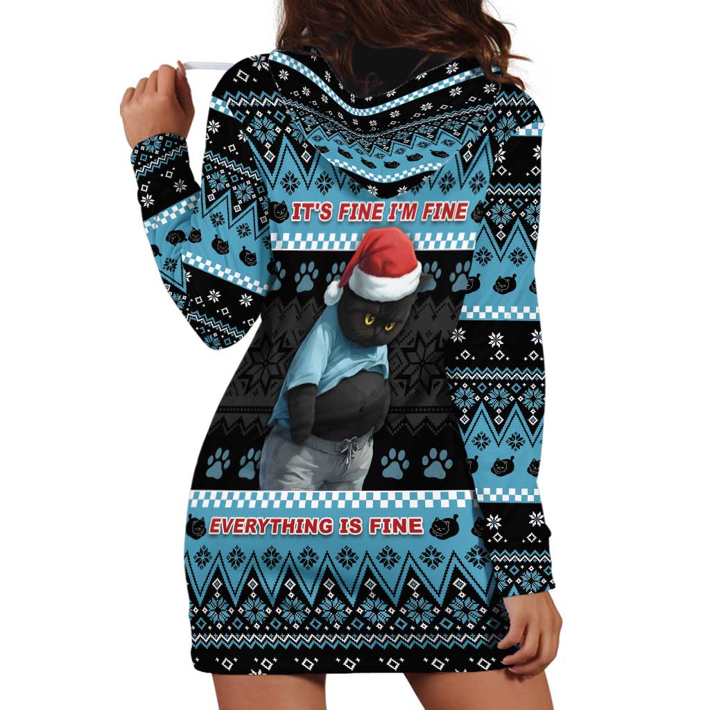 Cat Christmas Hoodie Dress It’s Fine I’m Fine Everything Is Fine - Wonder Print Shop