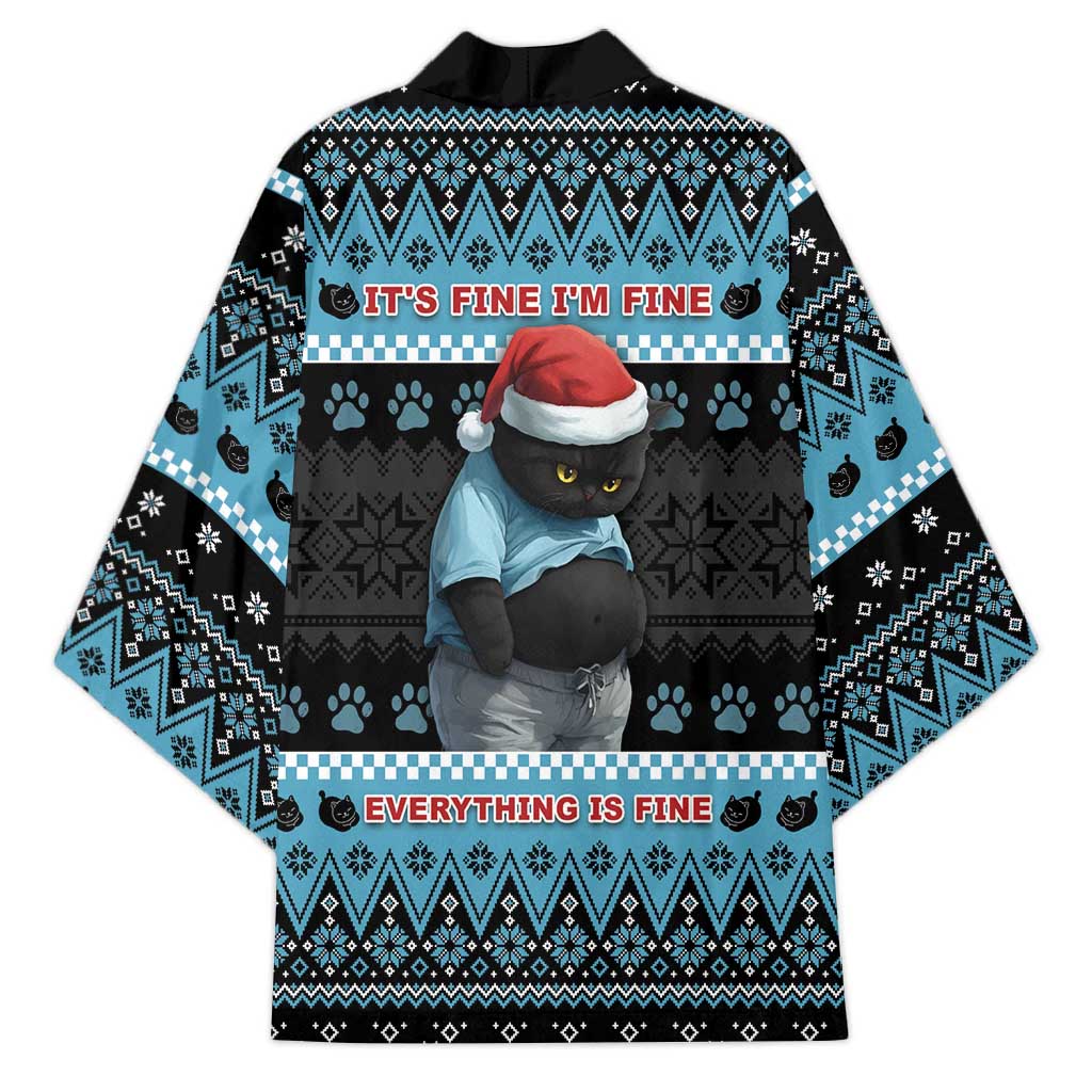 Cat Christmas Kimono It’s Fine I’m Fine Everything Is Fine - Wonder Print Shop