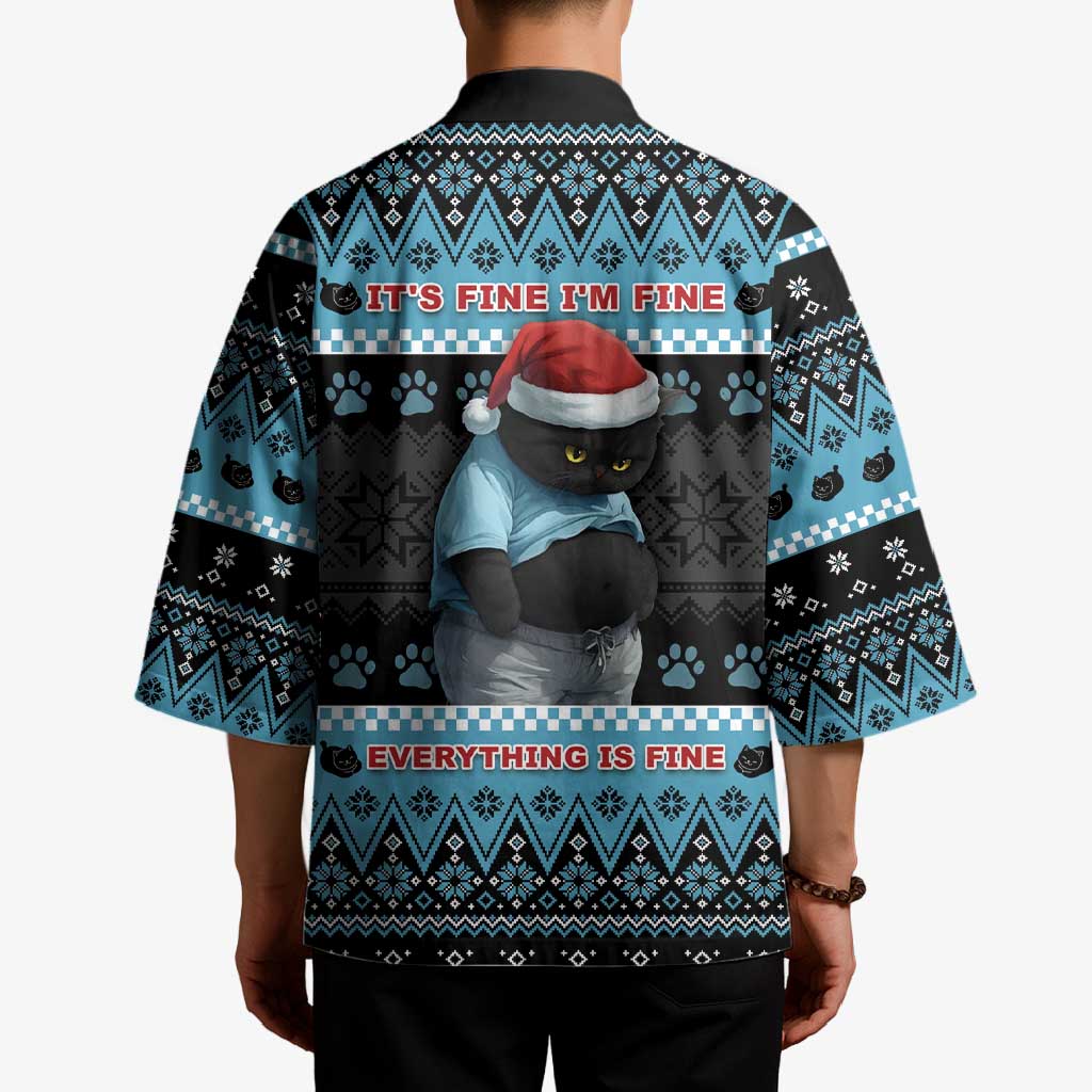 Cat Christmas Kimono It’s Fine I’m Fine Everything Is Fine - Wonder Print Shop