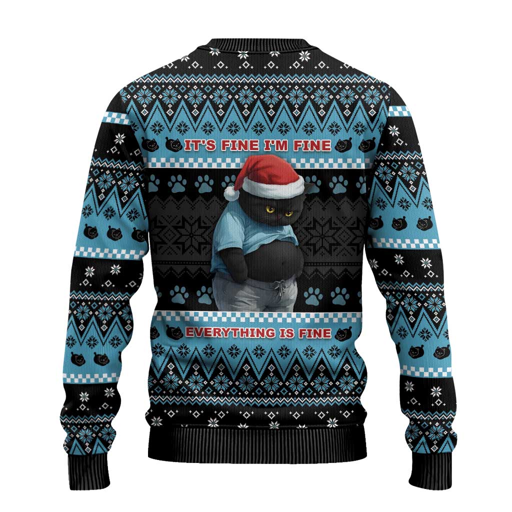 Cat Christmas Ugly Christmas Sweater It’s Fine I’m Fine Everything Is Fine - Wonder Print Shop