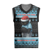 Cat Christmas Knitted V-Neck Vest It’s Fine I’m Fine Everything Is Fine - Wonder Print Shop