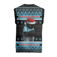 Cat Christmas Knitted V-Neck Vest It’s Fine I’m Fine Everything Is Fine - Wonder Print Shop