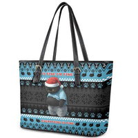 Cat Christmas Leather Tote Bag It’s Fine I’m Fine Everything Is Fine - Wonder Print Shop