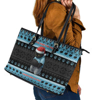 Cat Christmas Leather Tote Bag It’s Fine I’m Fine Everything Is Fine - Wonder Print Shop