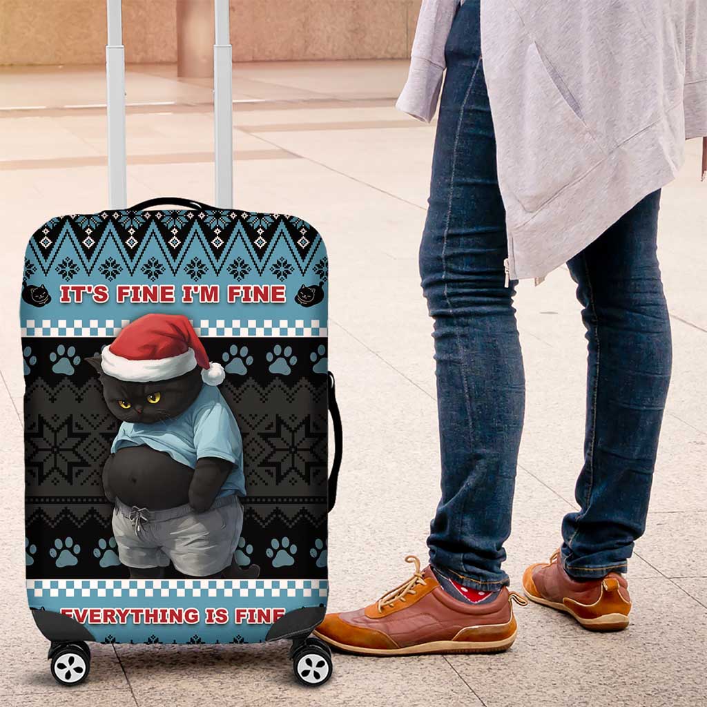 Cat Christmas Luggage Cover It’s Fine I’m Fine Everything Is Fine - Wonder Print Shop