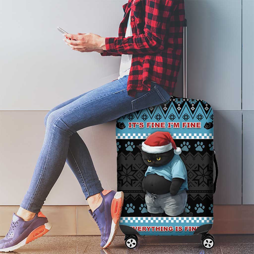 Cat Christmas Luggage Cover It’s Fine I’m Fine Everything Is Fine - Wonder Print Shop