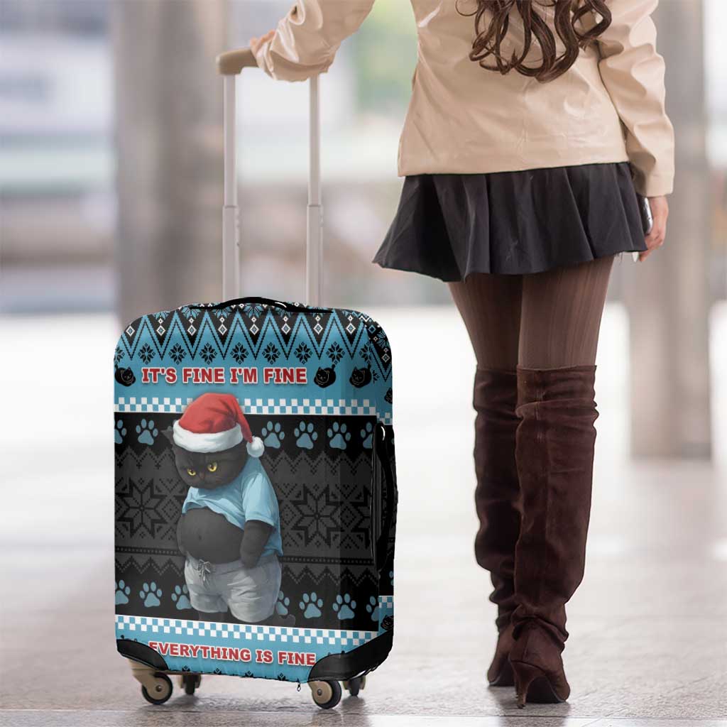 Cat Christmas Luggage Cover It’s Fine I’m Fine Everything Is Fine - Wonder Print Shop