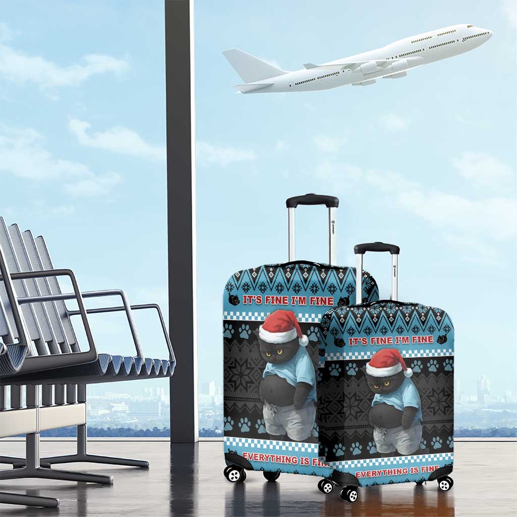 Cat Christmas Luggage Cover It’s Fine I’m Fine Everything Is Fine - Wonder Print Shop