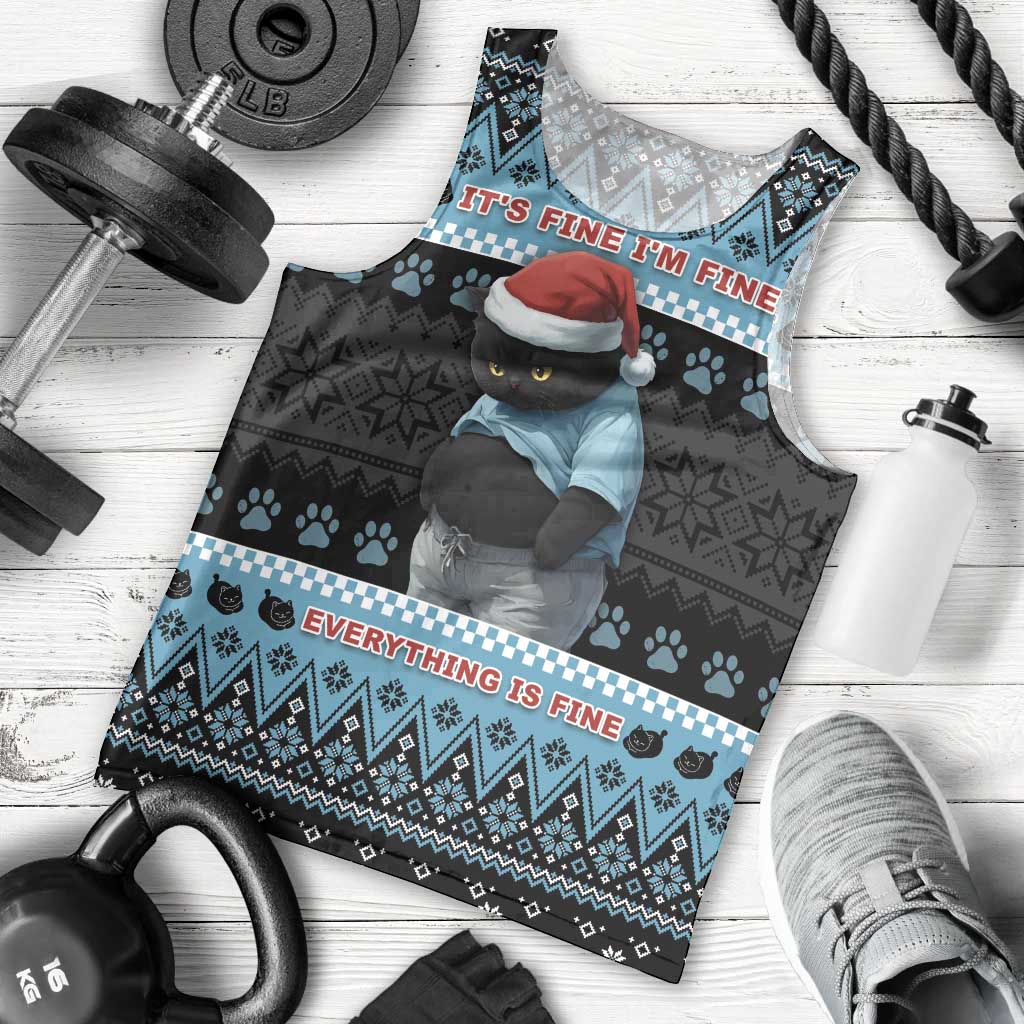 Cat Christmas Men Tank Top It’s Fine I’m Fine Everything Is Fine - Wonder Print Shop