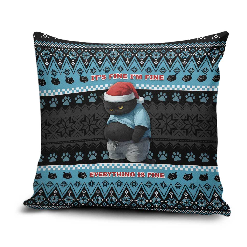 Cat Christmas Pillow Cover It’s Fine I’m Fine Everything Is Fine - Wonder Print Shop