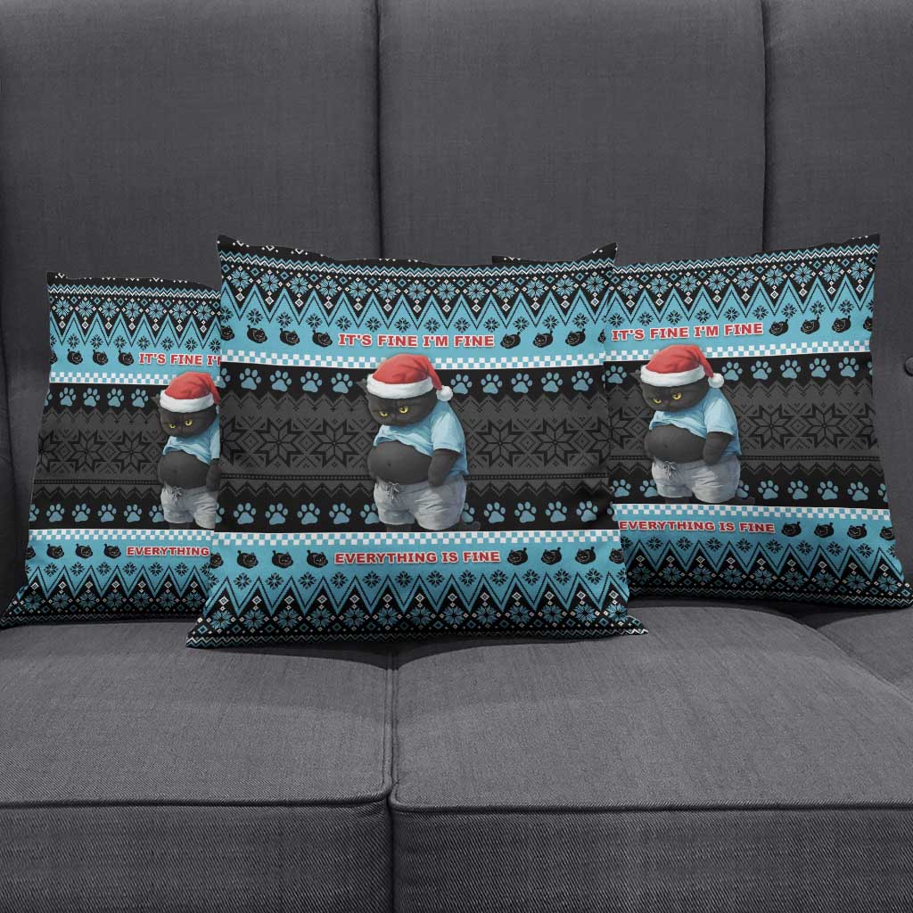 Cat Christmas Pillow Cover It’s Fine I’m Fine Everything Is Fine - Wonder Print Shop