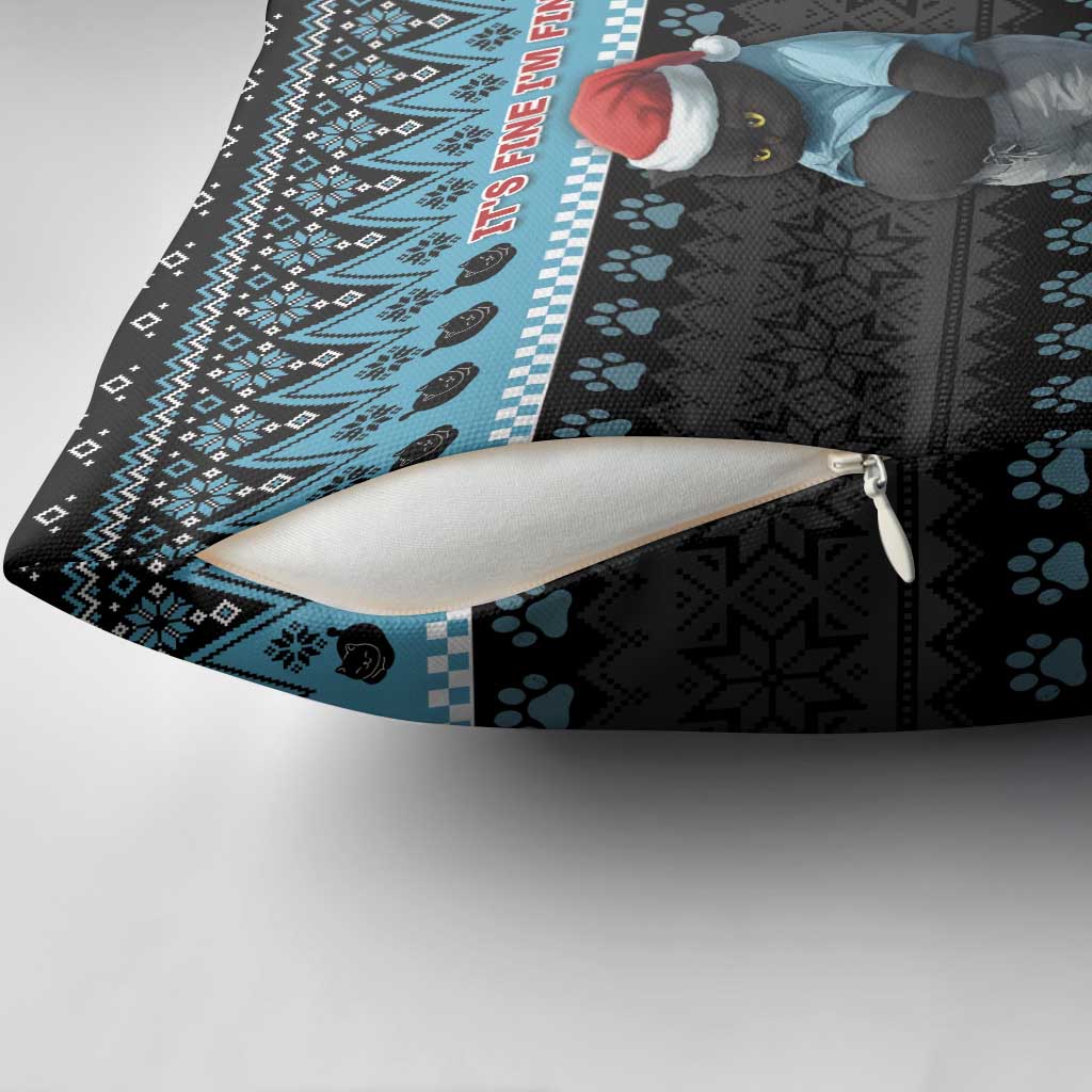 Cat Christmas Pillow Cover It’s Fine I’m Fine Everything Is Fine - Wonder Print Shop