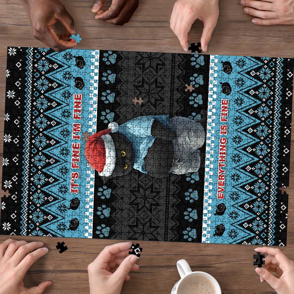 Cat Christmas Puzzle It’s Fine I’m Fine Everything Is Fine - Wonder Print Shop