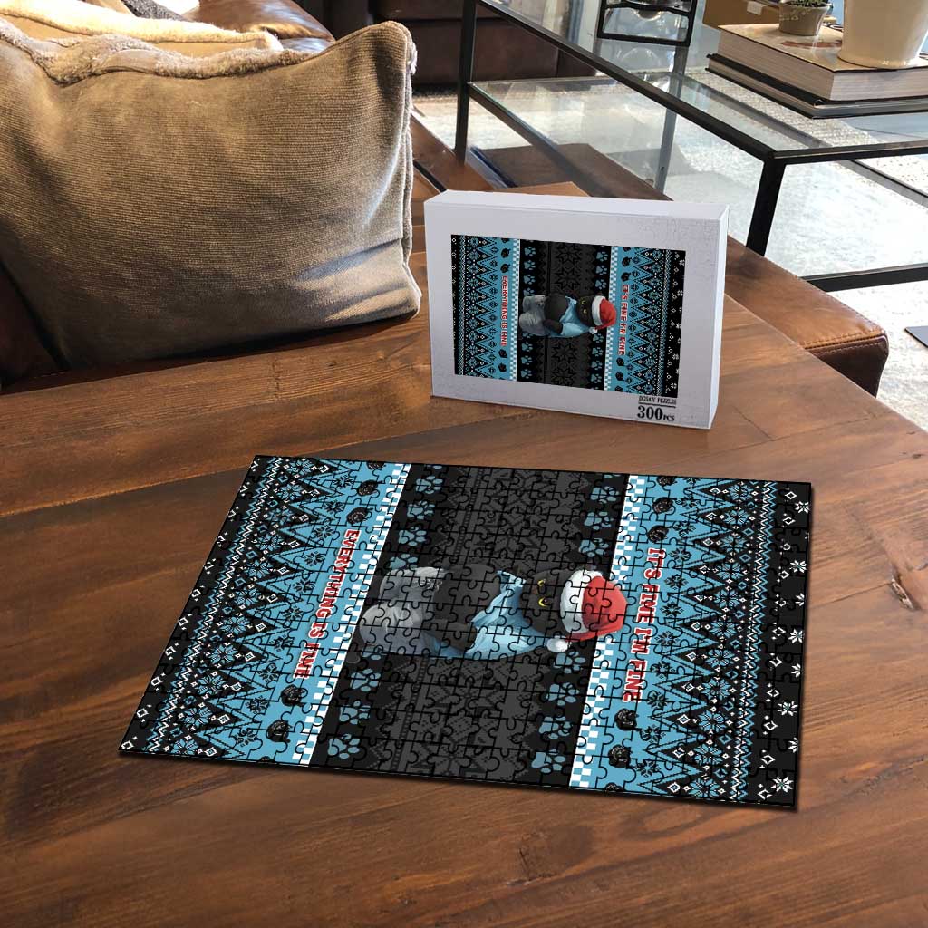 Cat Christmas Puzzle It’s Fine I’m Fine Everything Is Fine - Wonder Print Shop